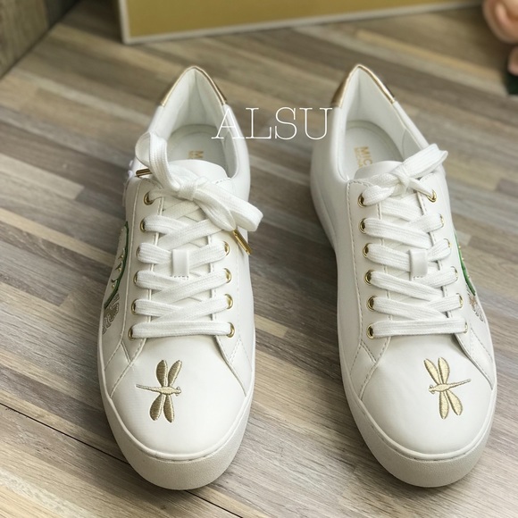 Michael Kors Poppy Lace Up Napa Optic Pale Gold W - Picture 2 of 8